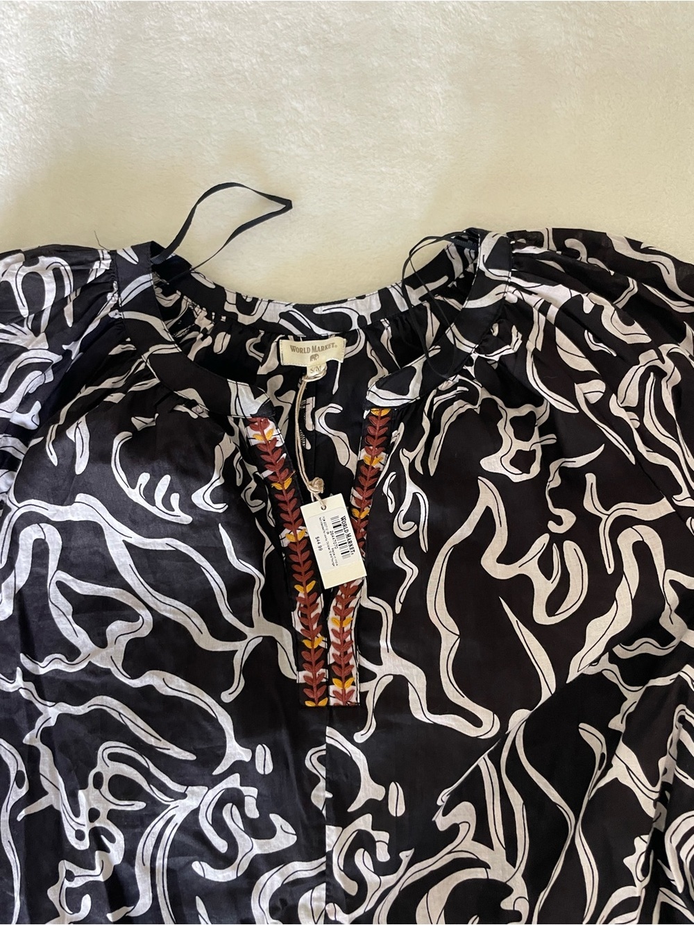 Cost Plus World Market Black and White Abstract Print Midi Dress - Picture 3 of 5